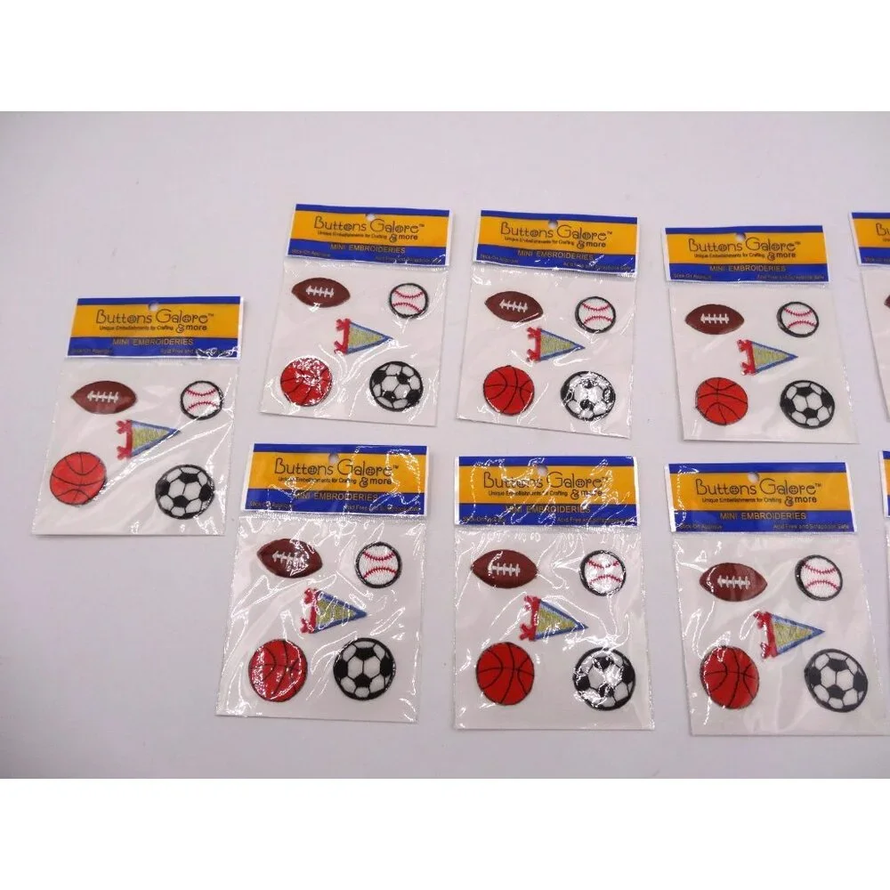 Buttons Galore Mini Embroideries Sports Balls 5 in‎ each package 9 Sealed Packs
